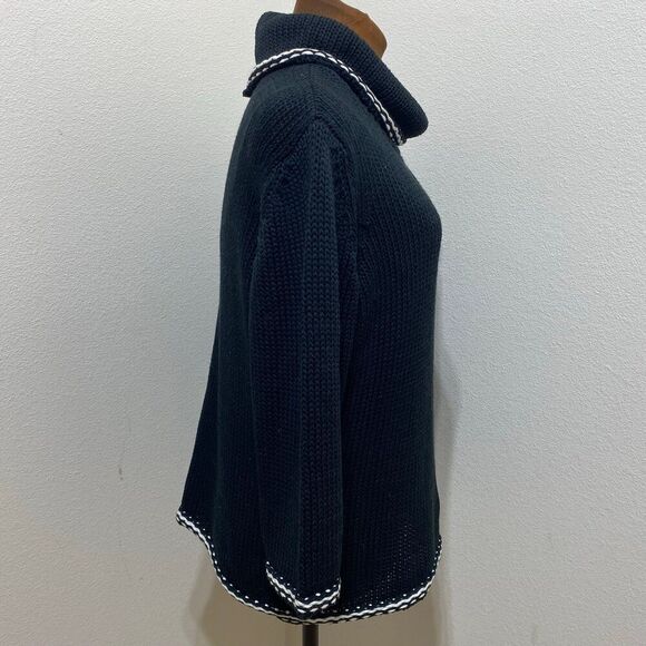 Olsen Europe Cowl Neck Black/White Sweater Size 10 - Picture 5 of 8